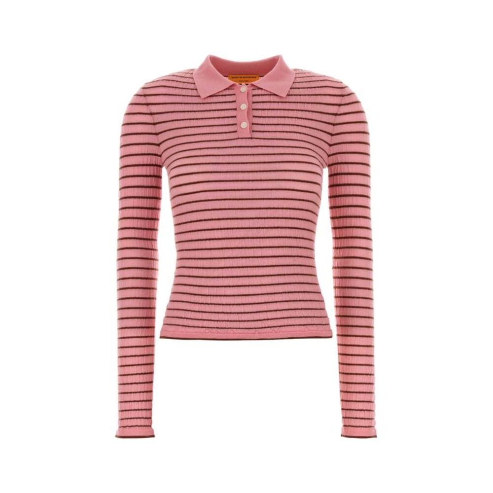 Guest In Residence Women Embroidered Cashmere Blend Smocked Polo Shirt